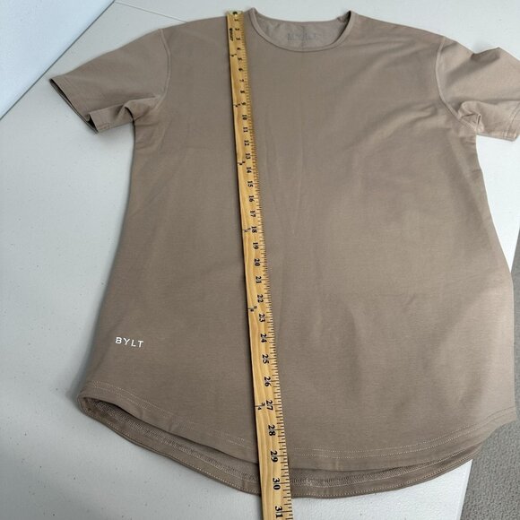 BYLT Premium Basics Drop Cut Lux Short Sleeve Stretch Shirt Medium Fawn Tan - Picture 6 of 10